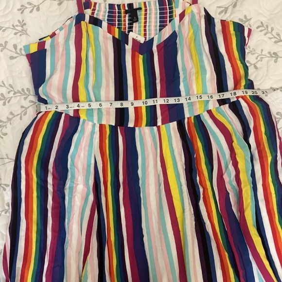 Torrid Dress Women’s Size 3XL 22-24 Rainbow Midi Striped Challis Skater NWT - Picture 5 of 5